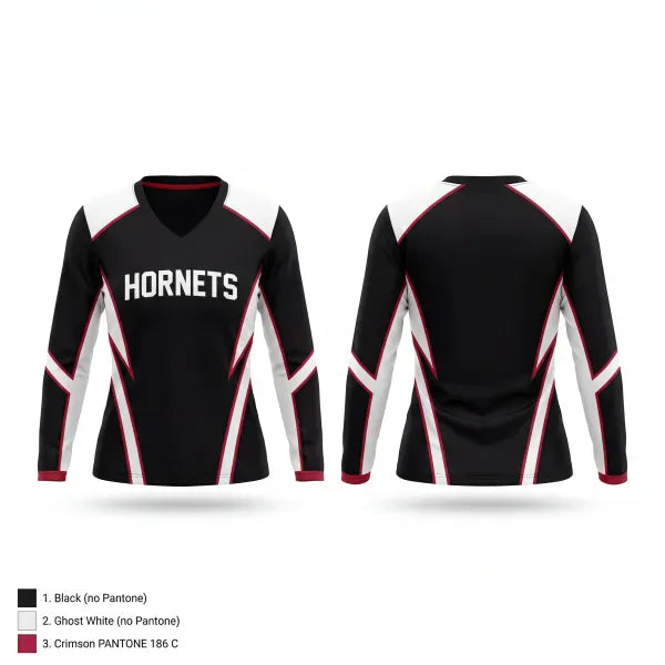 Womens Long Sleeve Vneck Shirt, Hornets, , Teamtime, Team time, sublimation, custom sports apparel, team uniforms, spirit wear, spiritwear, sports uniforms, custom shirts, team store, custom team store, fundraiser sports, apparel fundraiser
