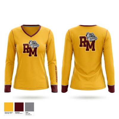 Ruleville Middle Lady Bulldogs Women's Long Sleeve V-neck Shirt - 1