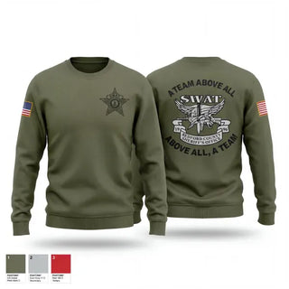 Crew Neck Sweatshirt, Bedford County Sheriff SWAT, Police, Teamtime, Team time, sublimation, custom sports apparel, team uniforms, spirit wear, spiritwear, sports uniforms, custom shirts, team store, custom team store, fundraiser sports, apparel fundraiser