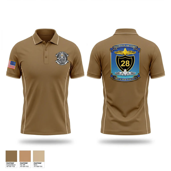Short Sleeve Performance Polo, Destroyer Squadron 28, Navy, Teamtime, Team time, sublimation, custom sports apparel, team uniforms, spirit wear, spiritwear, sports uniforms, custom shirts, team store, custom team store, fundraiser sports, apparel fundraiser