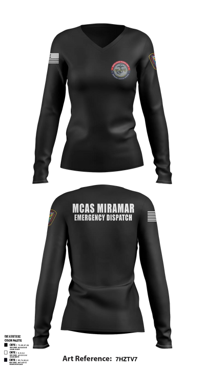 MCAS Miramar Emergency Dispatch Women's Long Sleeve V-neck Shirt - 5