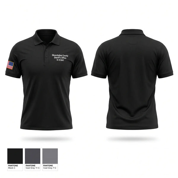 Short Sleeve Performance Polo, Okeechobee County Sheriff’s Office K9 Unit, Police, Teamtime, Team time, sublimation, custom sports apparel, team uniforms, spirit wear, spiritwear, sports uniforms, custom shirts, team store, custom team store, fundraiser sports, apparel fundraiser