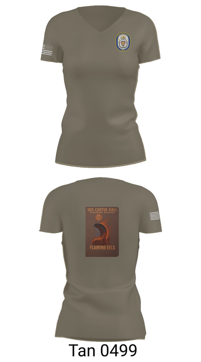 Uss Carter Hall 96042318 Women's Short Sleeve V-neck Shirt - 65