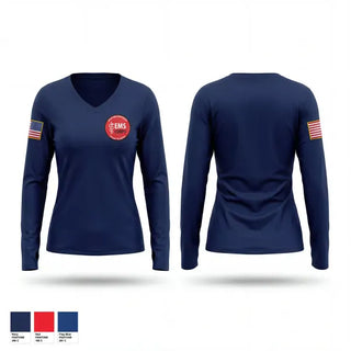 Womens Long Sleeve Vneck Shirt, EMS Corps, EMS/EMT, Teamtime, Team time, sublimation, custom sports apparel, team uniforms, spirit wear, spiritwear, sports uniforms, custom shirts, team store, custom team store, fundraiser sports, apparel fundraiser