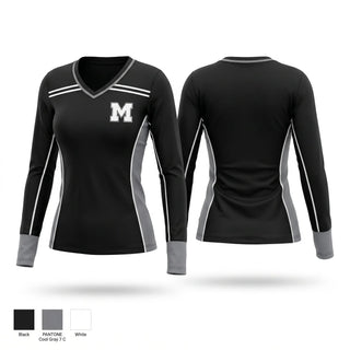 Womens Long Sleeve Vneck Shirt, Meriden, Men's Lacrosse, Teamtime, Team time, sublimation, custom sports apparel, team uniforms, spirit wear, spiritwear, sports uniforms, custom shirts, team store, custom team store, fundraiser sports, apparel fundraiser