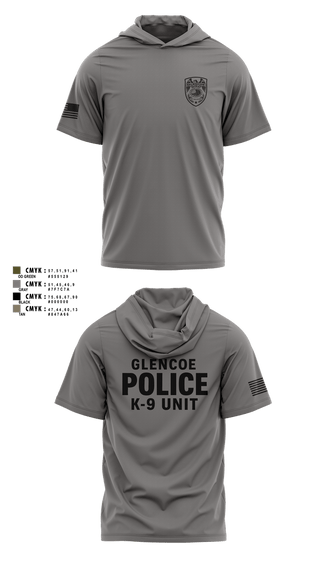 Short Sleeve Performance Shirt with hood, GLENCOE POLICE DEPARTMENT K9, Police, Teamtime, Team time, sublimation, custom sports apparel, team uniforms, spirit wear, spiritwear, sports uniforms, custom shirts, team store, custom team store, fundraiser sports, apparel fundraiser