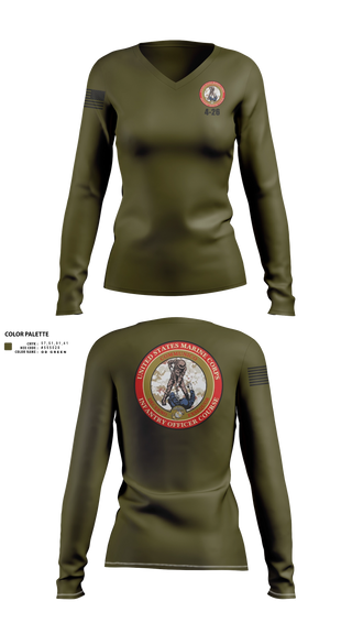 Womens Long Sleeve Vneck Shirt, IOC 4-26, Marines, Teamtime, Team time, sublimation, custom sports apparel, team uniforms, spirit wear, spiritwear, sports uniforms, custom shirts, team store, custom team store, fundraiser sports, apparel fundraiser