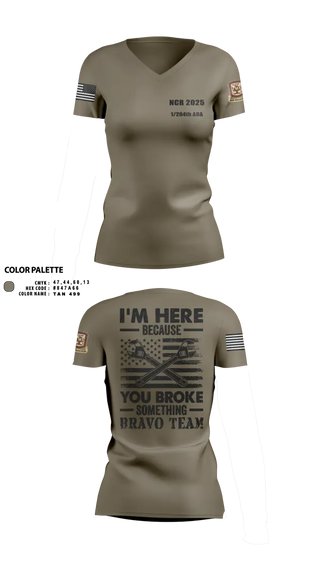 Womens Short Sleeve Vneck Shirt, 1/204th ADA, , Teamtime, Team time, sublimation, custom sports apparel, team uniforms, spirit wear, spiritwear, sports uniforms, custom shirts, team store, custom team store, fundraiser sports, apparel fundraiser