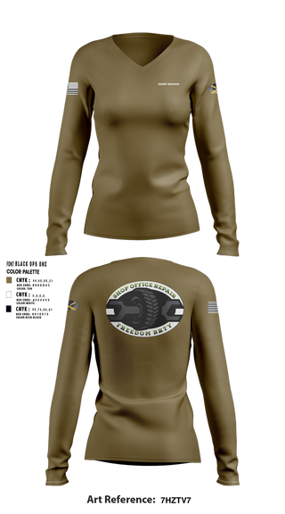 Womens Long Sleeve Vneck Shirt, 1-320TH FA, Army, Teamtime, Team time, sublimation, custom sports apparel, team uniforms, spirit wear, spiritwear, sports uniforms, custom shirts, team store, custom team store, fundraiser sports, apparel fundraiser