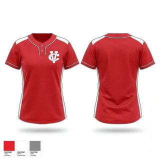 Two Button Softball Jersey, Coosa Valley Academy, Softball, Teamtime, Team time, sublimation, custom sports apparel, team uniforms, spirit wear, spiritwear, sports uniforms, custom shirts, team store, custom team store, fundraiser sports, apparel fundraiser