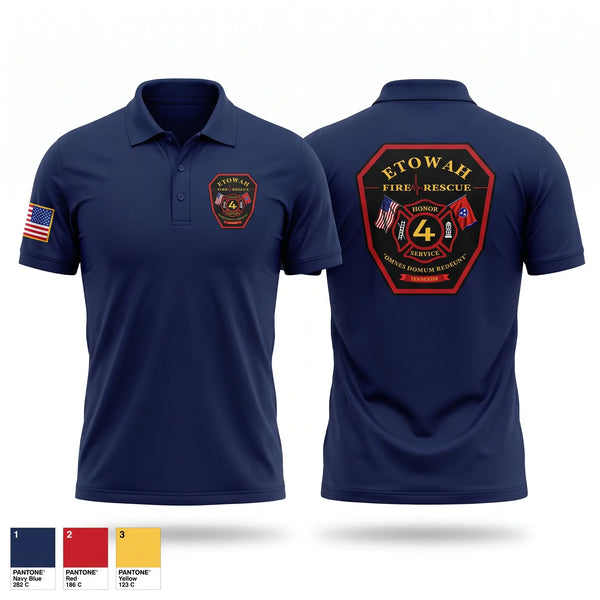Short Sleeve Performance Polo, Etowah Fire and Rescue, Fire Department, Teamtime, Team time, sublimation, custom sports apparel, team uniforms, spirit wear, spiritwear, sports uniforms, custom shirts, team store, custom team store, fundraiser sports, apparel fundraiser