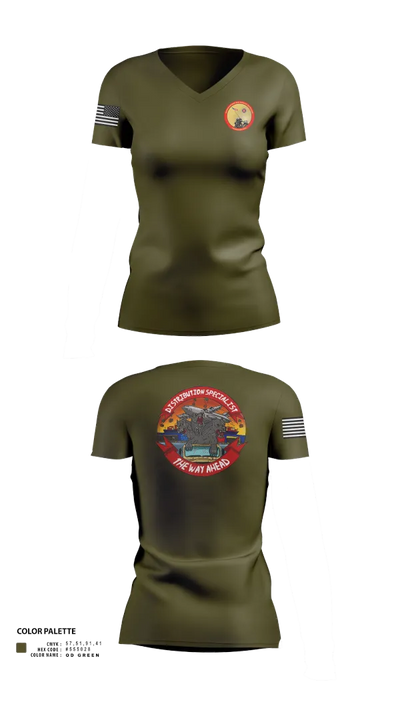 Headquarters And Service Battalion Henderson Hall 22303436 Women's Short Sleeve V-neck Shirt - 21