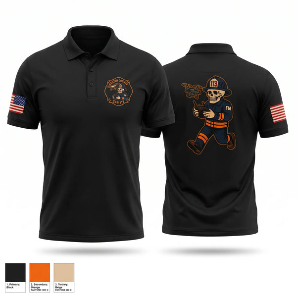Short Sleeve Performance Polo, Gaston County Emergency Management and Fire Services, Fire Department, Teamtime, Team time, sublimation, custom sports apparel, team uniforms, spirit wear, spiritwear, sports uniforms, custom shirts, team store, custom team store, fundraiser sports, apparel fundraiser