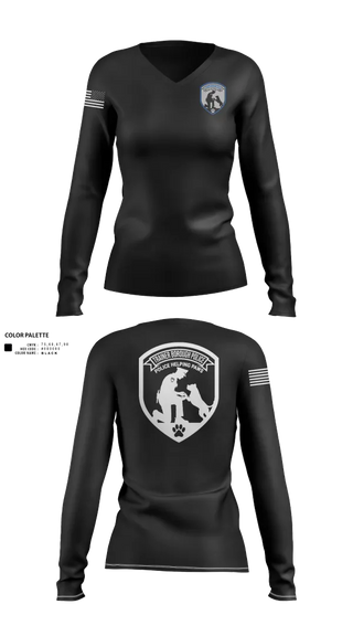 Womens Long Sleeve Vneck Shirt, Police Helping Paws, , Teamtime, Team time, sublimation, custom sports apparel, team uniforms, spirit wear, spiritwear, sports uniforms, custom shirts, team store, custom team store, fundraiser sports, apparel fundraiser