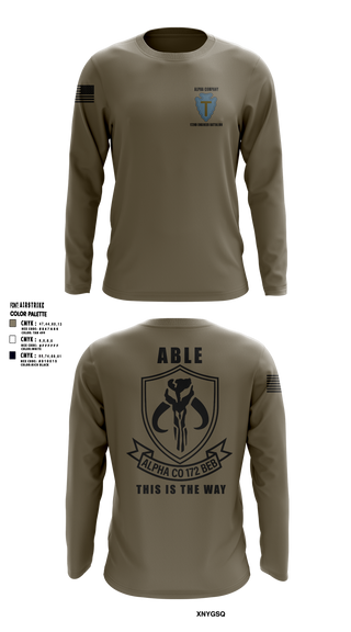 Long Sleeve Performance Shirt, A Co 172 BEB, National Guard, Teamtime, Team time, sublimation, custom sports apparel, team uniforms, spirit wear, spiritwear, sports uniforms, custom shirts, team store, custom team store, fundraiser sports, apparel fundraiser