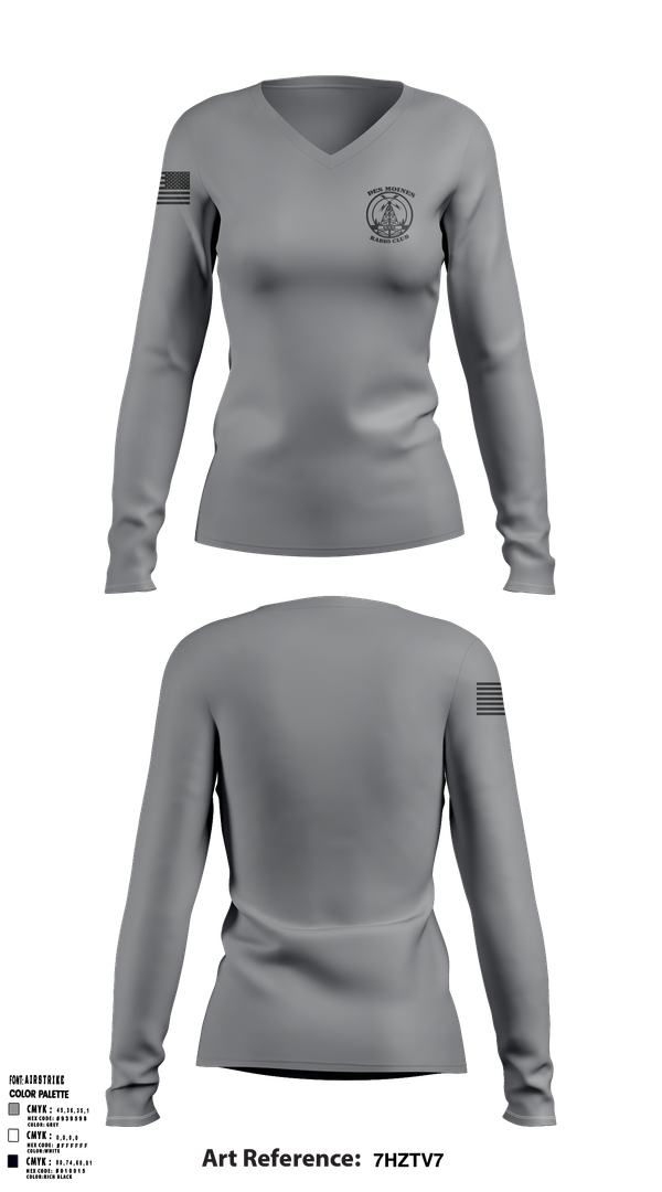 Womens Long Sleeve Vneck Shirt, Des Moines GMRS Radio Club, , Teamtime, Team time, sublimation, custom sports apparel, team uniforms, spirit wear, spiritwear, sports uniforms, custom shirts, team store, custom team store, fundraiser sports, apparel fundraiser