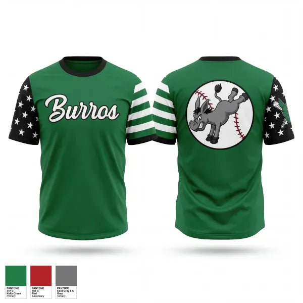 Old School Cotton Feel Shirt, Burros, Baseball, Teamtime, Team time, sublimation, custom sports apparel, team uniforms, spirit wear, spiritwear, sports uniforms, custom shirts, team store, custom team store, fundraiser sports, apparel fundraiser