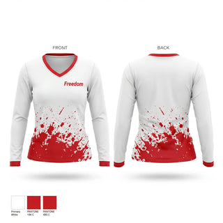 Womens Long Sleeve Vneck Shirt, Freedom, Softball, Teamtime, Team time, sublimation, custom sports apparel, team uniforms, spirit wear, spiritwear, sports uniforms, custom shirts, team store, custom team store, fundraiser sports, apparel fundraiser
