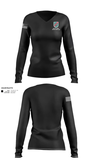 Womens Long Sleeve Vneck Shirt, B.CO GSB 20th SFG(A), , Teamtime, Team time, sublimation, custom sports apparel, team uniforms, spirit wear, spiritwear, sports uniforms, custom shirts, team store, custom team store, fundraiser sports, apparel fundraiser