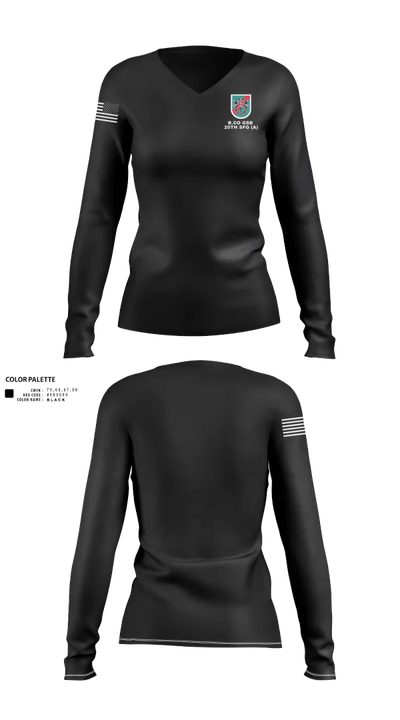 B.CO GSB 20th SFG(A) 63112817 Women's Long Sleeve V-neck Shirt - 100