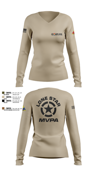 Womens Long Sleeve Vneck Shirt, Lone Star MVPA, , Teamtime, Team time, sublimation, custom sports apparel, team uniforms, spirit wear, spiritwear, sports uniforms, custom shirts, team store, custom team store, fundraiser sports, apparel fundraiser