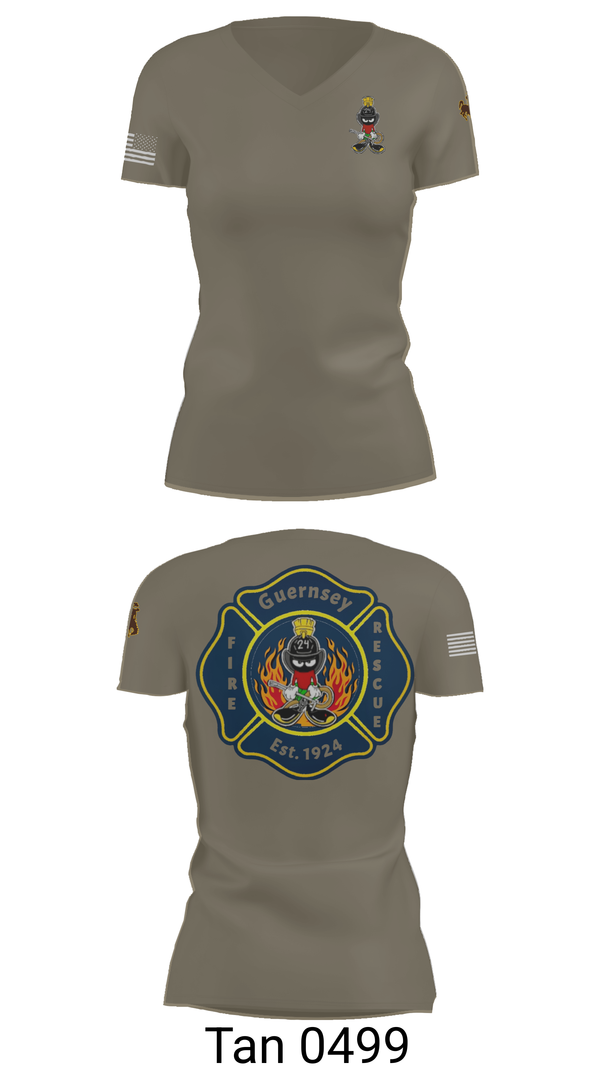 Womens Short Sleeve Vneck Shirt, Guernsey Fire & Rescue, , Teamtime, Team time, sublimation, custom sports apparel, team uniforms, spirit wear, spiritwear, sports uniforms, custom shirts, team store, custom team store, fundraiser sports, apparel fundraiser