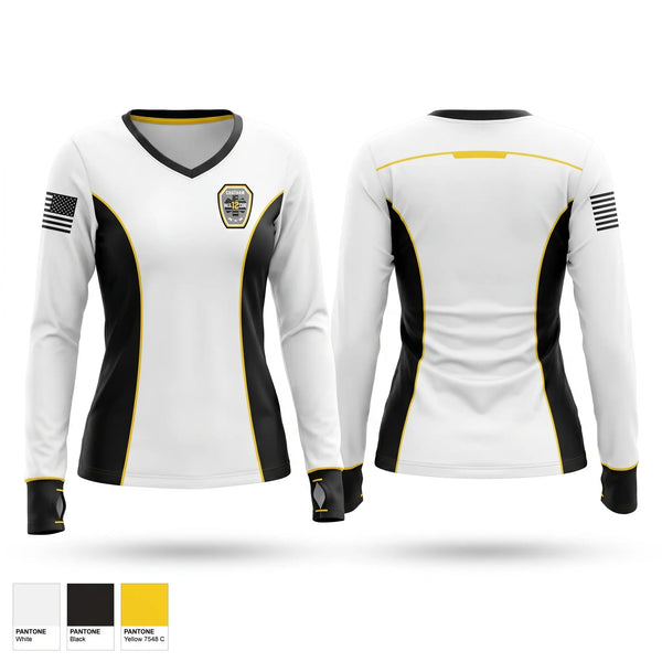 Womens Long Sleeve Vneck Shirt, Chatham Rescue Squad, EMS/EMT, Teamtime, Team time, sublimation, custom sports apparel, team uniforms, spirit wear, spiritwear, sports uniforms, custom shirts, team store, custom team store, fundraiser sports, apparel fundraiser