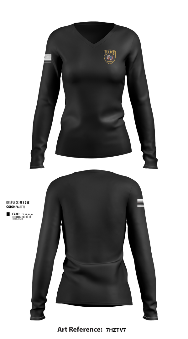 Womens Long Sleeve Vneck Shirt, Seminole Police Department, Police, Teamtime, Team time, sublimation, custom sports apparel, team uniforms, spirit wear, spiritwear, sports uniforms, custom shirts, team store, custom team store, fundraiser sports, apparel fundraiser