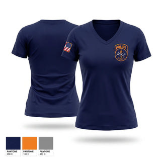 Womens Short Sleeve Vneck Shirt, Hackensack Police Emergency Service Unit, Police, Teamtime, Team time, sublimation, custom sports apparel, team uniforms, spirit wear, spiritwear, sports uniforms, custom shirts, team store, custom team store, fundraiser sports, apparel fundraiser