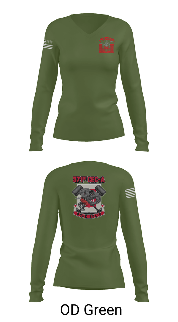 Womens Long Sleeve Vneck Shirt, 571st CEC-A, , Teamtime, Team time, sublimation, custom sports apparel, team uniforms, spirit wear, spiritwear, sports uniforms, custom shirts, team store, custom team store, fundraiser sports, apparel fundraiser