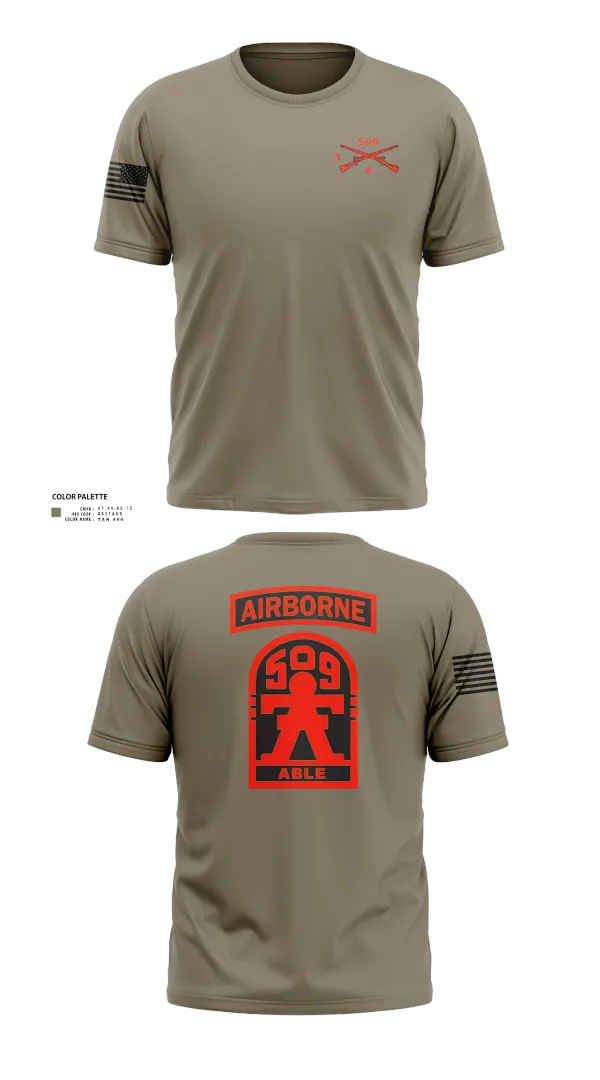 Old School Cotton Feel Shirt, 3-509th Parachute Infantry BN Able Nation, , Teamtime, Team time, sublimation, custom sports apparel, team uniforms, spirit wear, spiritwear, sports uniforms, custom shirts, team store, custom team store, fundraiser sports, apparel fundraiser