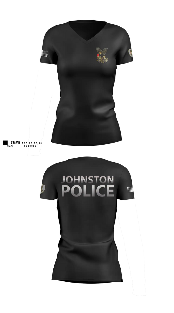 Womens Short Sleeve Vneck Shirt, Johnston Police Department, Police, Teamtime, Team time, sublimation, custom sports apparel, team uniforms, spirit wear, spiritwear, sports uniforms, custom shirts, team store, custom team store, fundraiser sports, apparel fundraiser