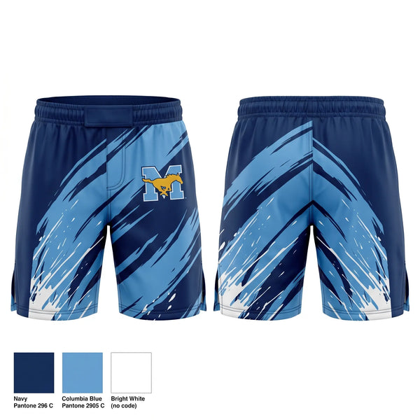 Fight Shorts, Mustangs, Wrestling, Teamtime, Team time, sublimation, custom sports apparel, team uniforms, spirit wear, spiritwear, sports uniforms, custom shirts, team store, custom team store, fundraiser sports, apparel fundraiser