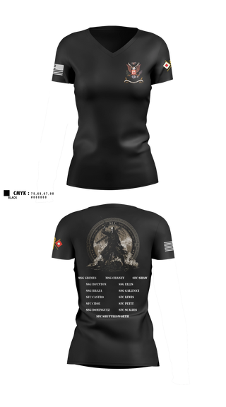 Womens Short Sleeve Vneck Shirt, Senior Leaders Course FY26-009, Army, Teamtime, Team time, sublimation, custom sports apparel, team uniforms, spirit wear, spiritwear, sports uniforms, custom shirts, team store, custom team store, fundraiser sports, apparel fundraiser