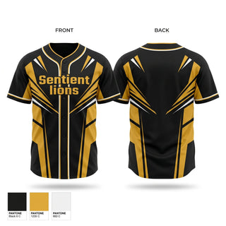 Full Button Baseball Jersey, Sentient lions, Baseball, Teamtime, Team time, sublimation, custom sports apparel, team uniforms, spirit wear, spiritwear, sports uniforms, custom shirts, team store, custom team store, fundraiser sports, apparel fundraiser