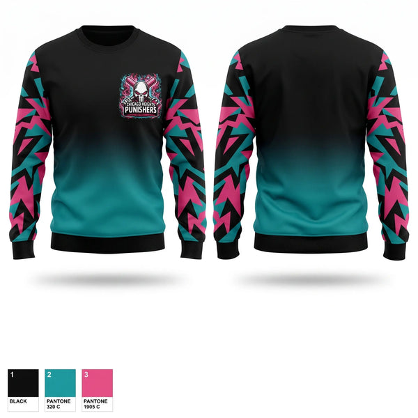 Crew Neck Sweatshirt, Chicago Heights Punishers, Softball, Teamtime, Team time, sublimation, custom sports apparel, team uniforms, spirit wear, spiritwear, sports uniforms, custom shirts, team store, custom team store, fundraiser sports, apparel fundraiser
