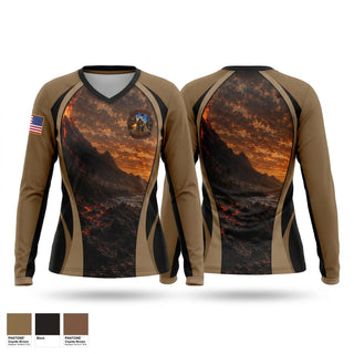Womens Long Sleeve Vneck Shirt, CRUSADERS, Army, Teamtime, Team time, sublimation, custom sports apparel, team uniforms, spirit wear, spiritwear, sports uniforms, custom shirts, team store, custom team store, fundraiser sports, apparel fundraiser