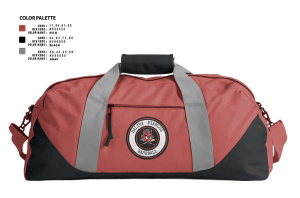 Duffle Bag, Salina Diablos Baseball, Baseball, Teamtime, Team time, sublimation, custom sports apparel, team uniforms, spirit wear, spiritwear, sports uniforms, custom shirts, team store, custom team store, fundraiser sports, apparel fundraiser