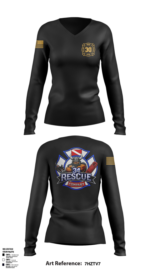 Women's Long Sleeve Vneck Shirt, Ripley vol. fire dept, Fire Department, Teamtime, Team time, sublimation, custom sports apparel, team uniforms, spirit wear, spiritwear, sports uniforms, custom shirts, team store, custom team store, fundraiser sports, apparel fundraiser