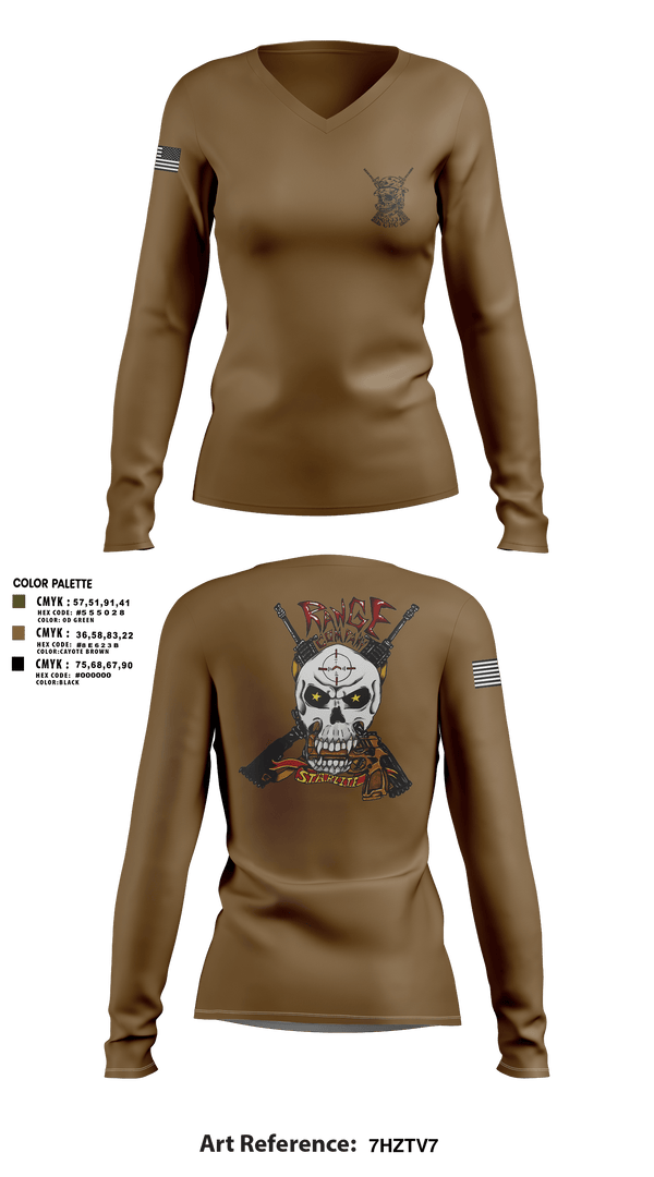 Women's Long Sleeve Vneck Shirt, Range Company, Marines, Teamtime, Team time, sublimation, custom sports apparel, team uniforms, spirit wear, spiritwear, sports uniforms, custom shirts, team store, custom team store, fundraiser sports, apparel fundraiser