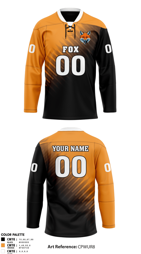 Hockey Jersey, Fox, Ice Hockey, Teamtime, Team time, sublimation, custom sports apparel, team uniforms, spirit wear, spiritwear, sports uniforms, custom shirts, team store, custom team store, fundraiser sports, apparel fundraiser