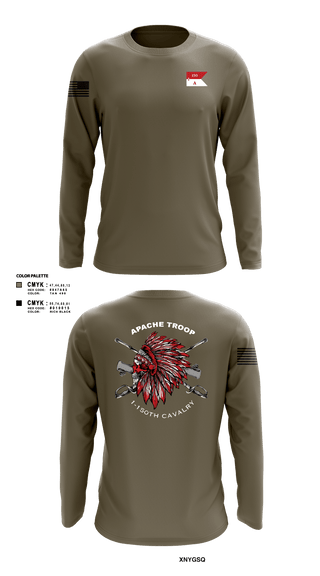 Long Sleeve Performance Shirt, Apache Troop 1-150th, Army, Teamtime, Team time, sublimation, custom sports apparel, team uniforms, spirit wear, spiritwear, sports uniforms, custom shirts, team store, custom team store, fundraiser sports, apparel fundraiser
