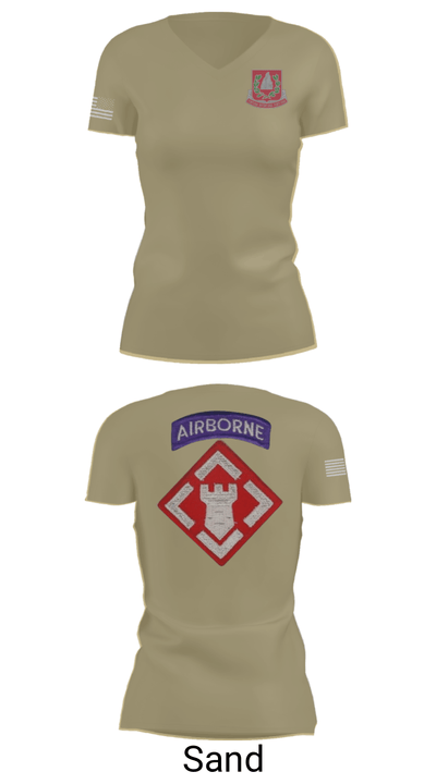 37th engineer bn 83010266 Women's Short Sleeve V-neck Shirt - 88