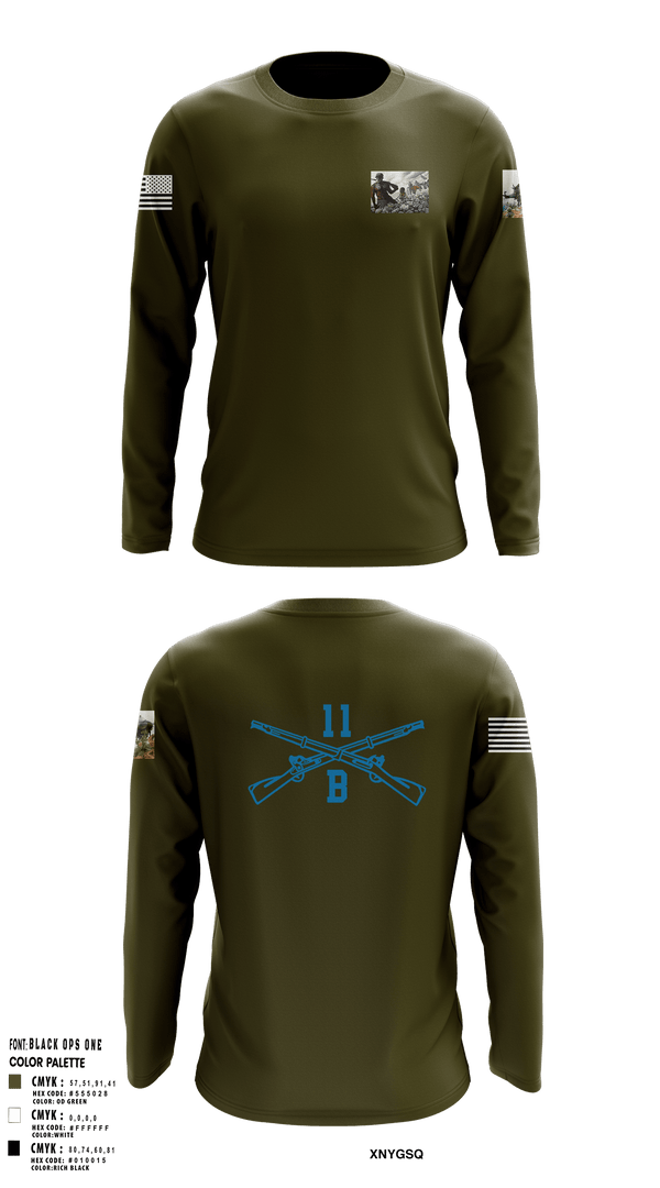 Long Sleeve Performance Shirt, 218th Maneuver brigade11 bravo infantry, National Guard, Teamtime, Team time, sublimation, custom sports apparel, team uniforms, spirit wear, spiritwear, sports uniforms, custom shirts, team store, custom team store, fundraiser sports, apparel fundraiser