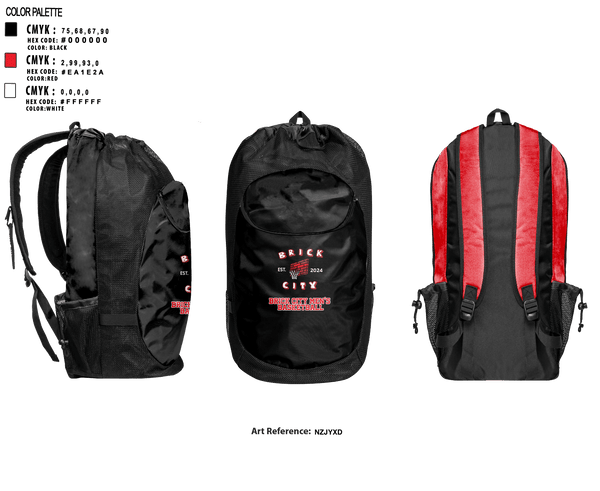 Gear Bag, Brick City Basketball, Men's Basketball, Teamtime, Team time, sublimation, custom sports apparel, team uniforms, spirit wear, spiritwear, sports uniforms, custom shirts, team store, custom team store, fundraiser sports, apparel fundraiser