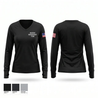 Womens Long Sleeve Vneck Shirt, Incident Management Team, Police, Teamtime, Team time, sublimation, custom sports apparel, team uniforms, spirit wear, spiritwear, sports uniforms, custom shirts, team store, custom team store, fundraiser sports, apparel fundraiser