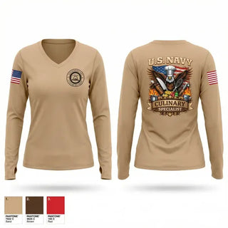 Womens Long Sleeve Vneck Shirt, USS ralph Johnson, Navy, Teamtime, Team time, sublimation, custom sports apparel, team uniforms, spirit wear, spiritwear, sports uniforms, custom shirts, team store, custom team store, fundraiser sports, apparel fundraiser