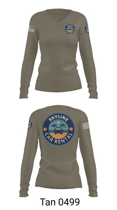 Skyline Car Rental 78356541 Women's Long Sleeve V-neck Shirt - 77