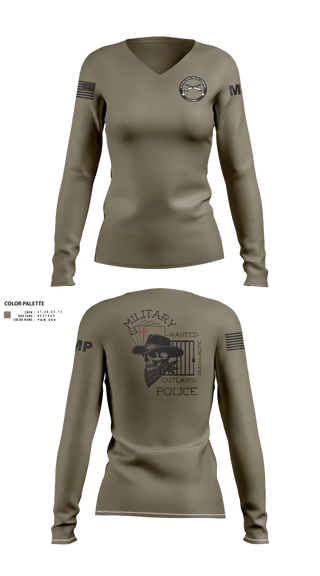 Womens Long Sleeve Vneck Shirt, , Army, Teamtime, Team time, sublimation, custom sports apparel, team uniforms, spirit wear, spiritwear, sports uniforms, custom shirts, team store, custom team store, fundraiser sports, apparel fundraiser