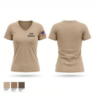 Womens Short Sleeve Vneck Shirt, CHP Madera, Police, Teamtime, Team time, sublimation, custom sports apparel, team uniforms, spirit wear, spiritwear, sports uniforms, custom shirts, team store, custom team store, fundraiser sports, apparel fundraiser